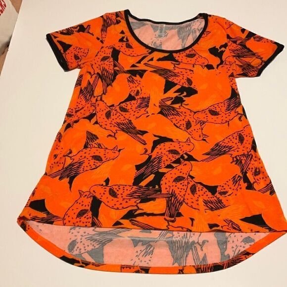 LuLaroe Halloween Perfect Tee, XXS. Orange with birds! - Picture 2 of 16